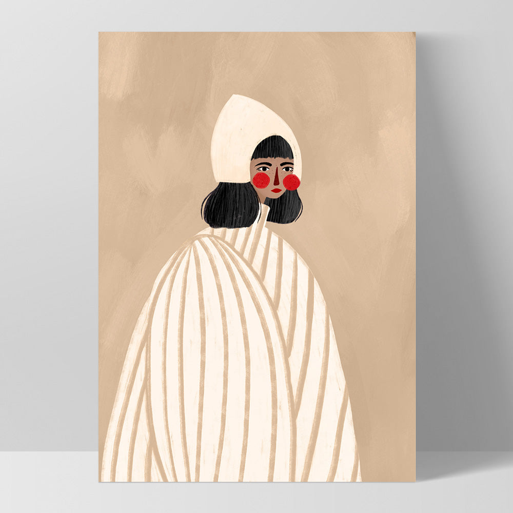 The Woman in the White Hat - Art Print by Bea Muller, Poster, Stretched Canvas, or Framed Wall Art Print, shown as a stretched canvas or poster without a frame