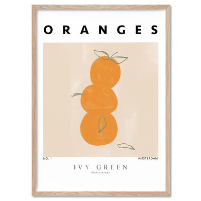 Oranges D'Art - Art Print by Ivy Green Illustrations, Poster, Stretched Canvas, or Framed Wall Art Print, shown in a natural timber frame