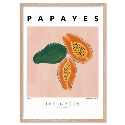 Papayes D'Art - Art Print by Ivy Green Illustrations, Poster, Stretched Canvas, or Framed Wall Art Print, shown in a natural timber frame
