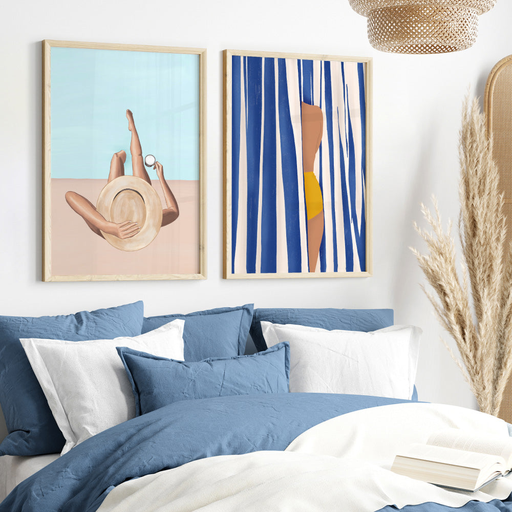 Poolside Perfection - Art Print by Ivy Green Illustrations, Poster, Stretched Canvas or Framed Wall Art, shown framed in a home interior space