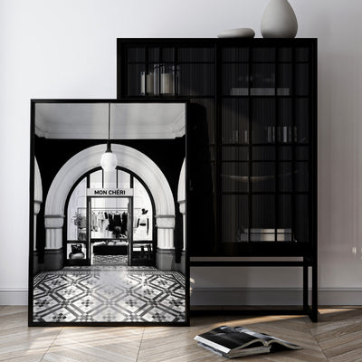 Designer Store Front Arch - Art Print, Poster, Stretched Canvas or Framed Wall Art Prints, shown framed in a room