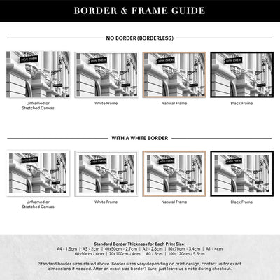 Designer Store Front Monaco Landscape - Art Print, Poster, Stretched Canvas or Framed Wall Art, Showing White , Black, Natural Frame Colours, No Frame (Unframed) or Stretched Canvas, and With or Without White Borders