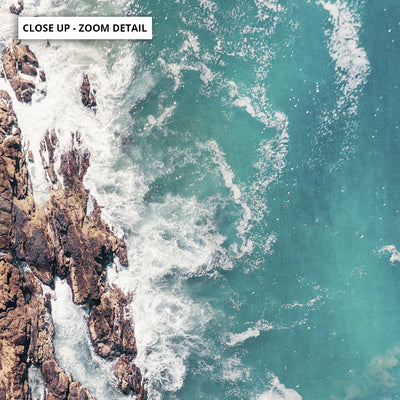 Byron Bay Beach Aerial - Art Print by Beau Micheli, Poster, Stretched Canvas or Framed Wall Art, Close up View of Print Resolution