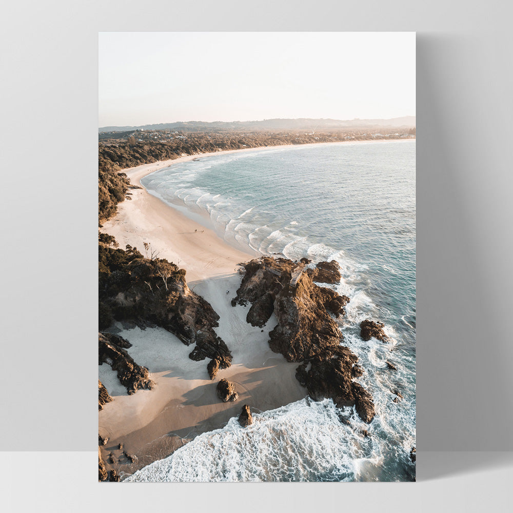 The Pass Byron Bay Aerial II - Art Print by Beau Micheli, Poster, Stretched Canvas, or Framed Wall Art Print, shown as a stretched canvas or poster without a frame