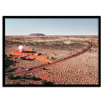 Winding Road to Uluru - Art Print by Beau Micheli, Poster, Stretched Canvas, or Framed Wall Art Print, shown in a black frame