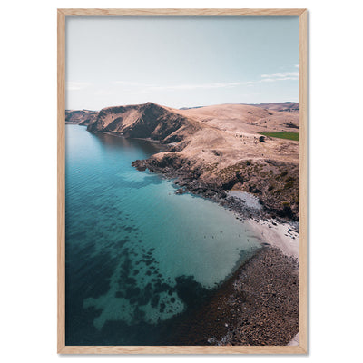 Second Valley Beach SA - Art Print by Beau Micheli, Poster, Stretched Canvas, or Framed Wall Art Print, shown in a natural timber frame