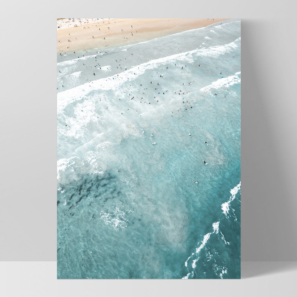 Phillip Island Surfers Aerial II - Art Print by Beau Micheli, Poster, Stretched Canvas, or Framed Wall Art Print, shown as a stretched canvas or poster without a frame