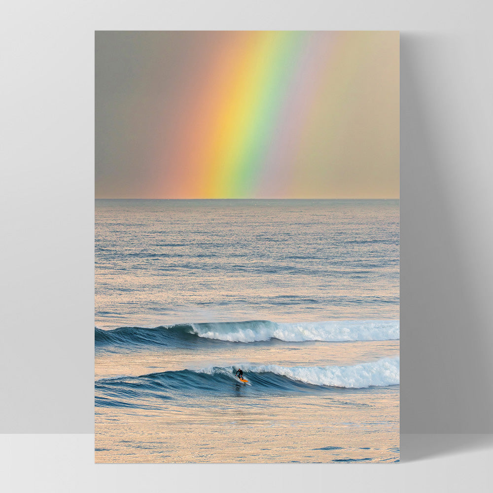 Sunrise and Rainbow Surf II - Art Print by Beau Micheli, Poster, Stretched Canvas, or Framed Wall Art Print, shown as a stretched canvas or poster without a frame