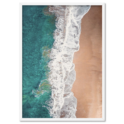Jan Juc Beach VIC Aerial V - Art Print by Beau Micheli, Poster, Stretched Canvas, or Framed Wall Art Print, shown in a white frame