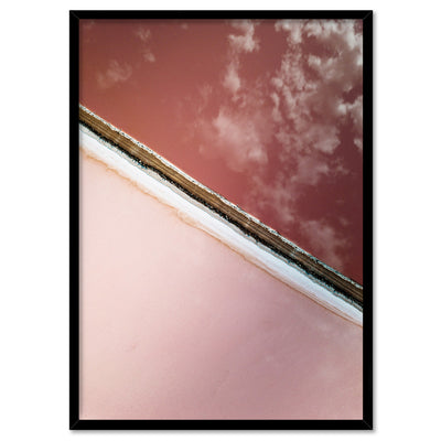 Pink Lake at Hutt Lagoon II - Art Print by Beau Micheli, Poster, Stretched Canvas, or Framed Wall Art Print, shown in a black frame