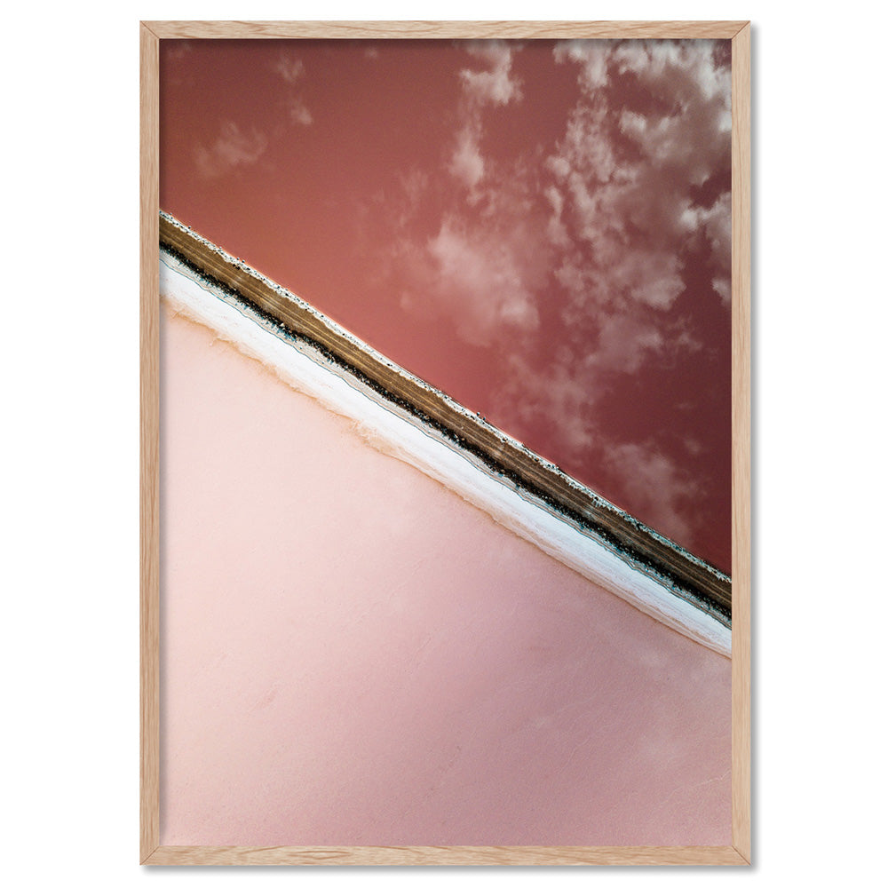 Pink Lake at Hutt Lagoon II - Art Print by Beau Micheli, Poster, Stretched Canvas, or Framed Wall Art Print, shown in a natural timber frame