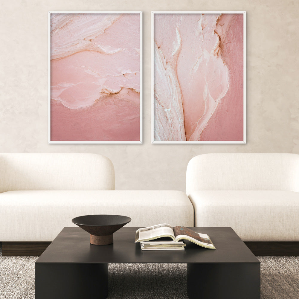 Pink Lake at Hutt Lagoon III - Art Print by Beau Micheli, Poster, Stretched Canvas or Framed Wall Art, shown framed in a home interior space