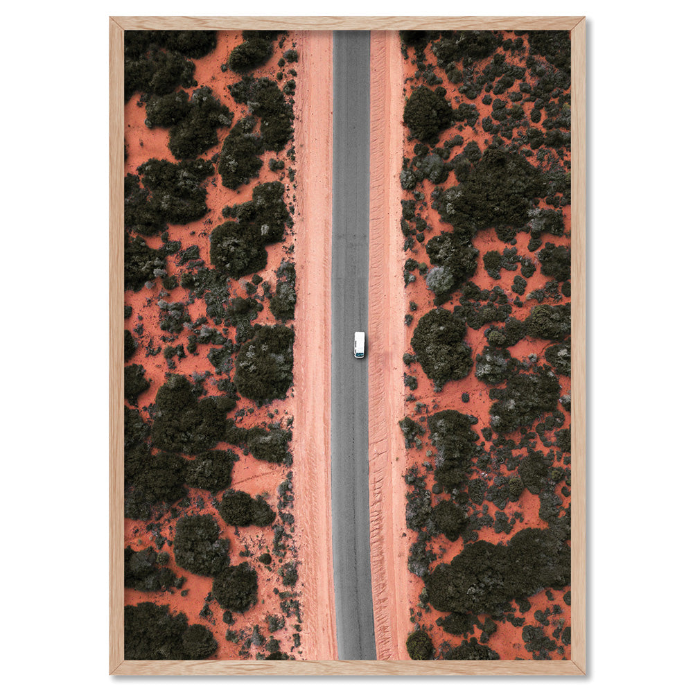 Red Earth Road III Kennedy Range - Art Print by Beau Micheli, Poster, Stretched Canvas, or Framed Wall Art Print, shown in a natural timber frame