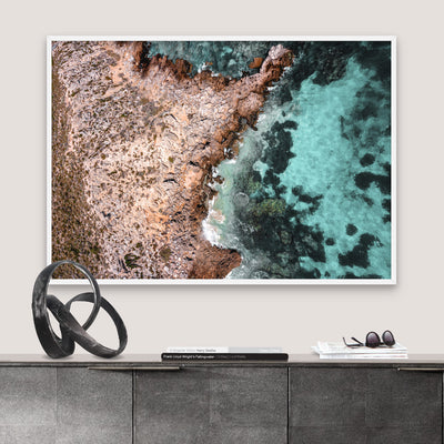 Rottnest Island Beach WA - Art Print by Beau Micheli, Poster, Stretched Canvas or Framed Wall Art Prints, shown framed in a room