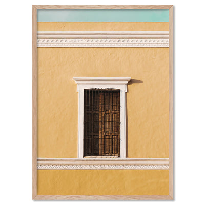 Casa De Amarilla Mexico - Art Print by Beau Micheli, Poster, Stretched Canvas, or Framed Wall Art Print, shown in a natural timber frame