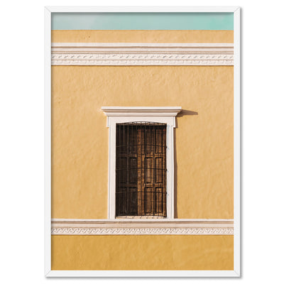 Casa De Amarilla Mexico - Art Print by Beau Micheli, Poster, Stretched Canvas, or Framed Wall Art Print, shown in a white frame