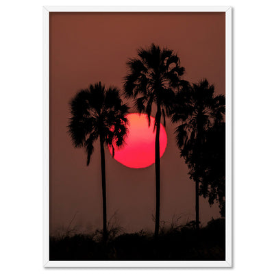 Sunset on the Kalahari - Art Print by Beau Micheli, Poster, Stretched Canvas, or Framed Wall Art Print, shown in a white frame