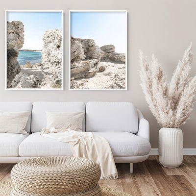 Point Peron Beach Perth IV - Art Print, Poster, Stretched Canvas or Framed Wall Art, shown framed in a home interior space