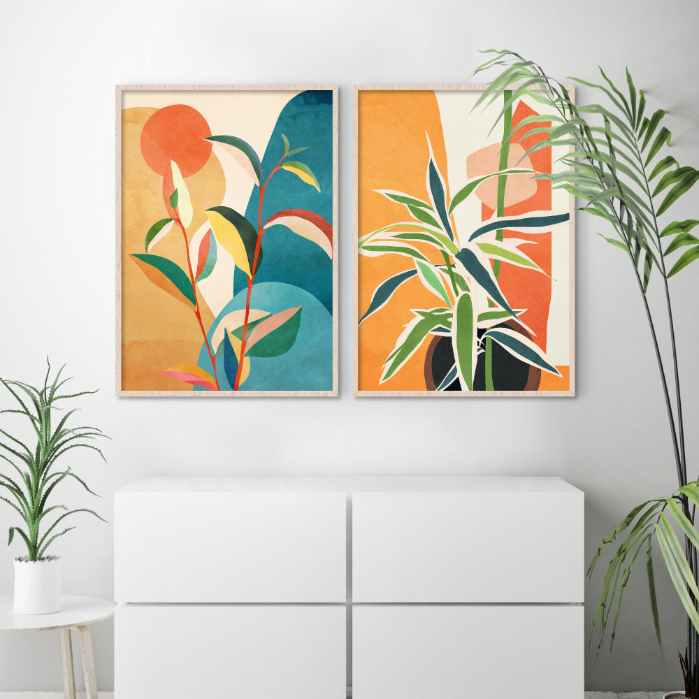 Colorful Branching Out I - Art Print by CityArt, Poster, Stretched Canvas or Framed Wall Art, shown framed in a home interior space