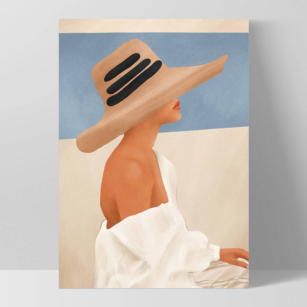 Summer Hat - Art Print by CityArt, Poster, Stretched Canvas, or Framed Wall Art Print, shown as a stretched canvas or poster without a frame