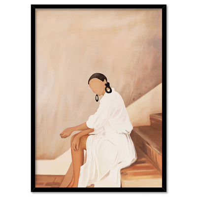 Lady in Waiting - Art Print by CityArt, Poster, Stretched Canvas, or Framed Wall Art Print, shown in a black frame