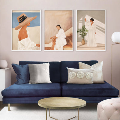 Lady in Waiting - Art Print by CityArt, Poster, Stretched Canvas or Framed Wall Art, shown framed in a home interior space