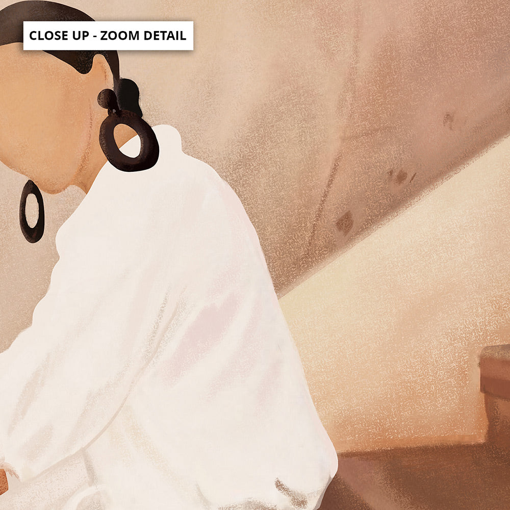 Lady in Waiting - Art Print by CityArt, Poster, Stretched Canvas or Framed Wall Art, Close up View of Print Resolution