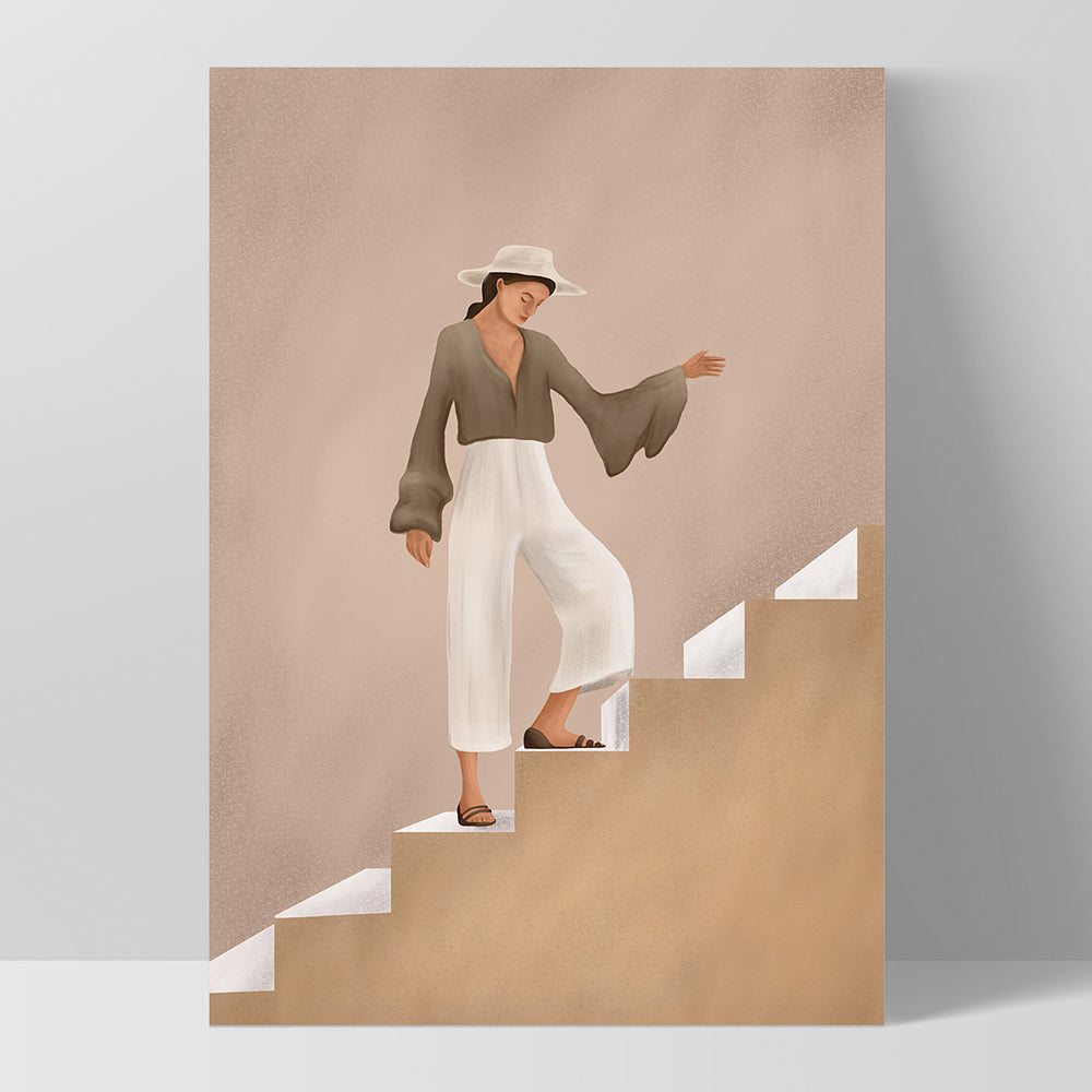 Stepping Up - Art Print by CityArt, Poster, Stretched Canvas, or Framed Wall Art Print, shown as a stretched canvas or poster without a frame