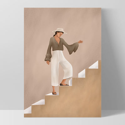 Stepping Up - Art Print by CityArt, Poster, Stretched Canvas, or Framed Wall Art Print, shown as a stretched canvas or poster without a frame