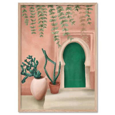 Green Door - Art Print by CityArt, Poster, Stretched Canvas, or Framed Wall Art Print, shown in a natural timber frame