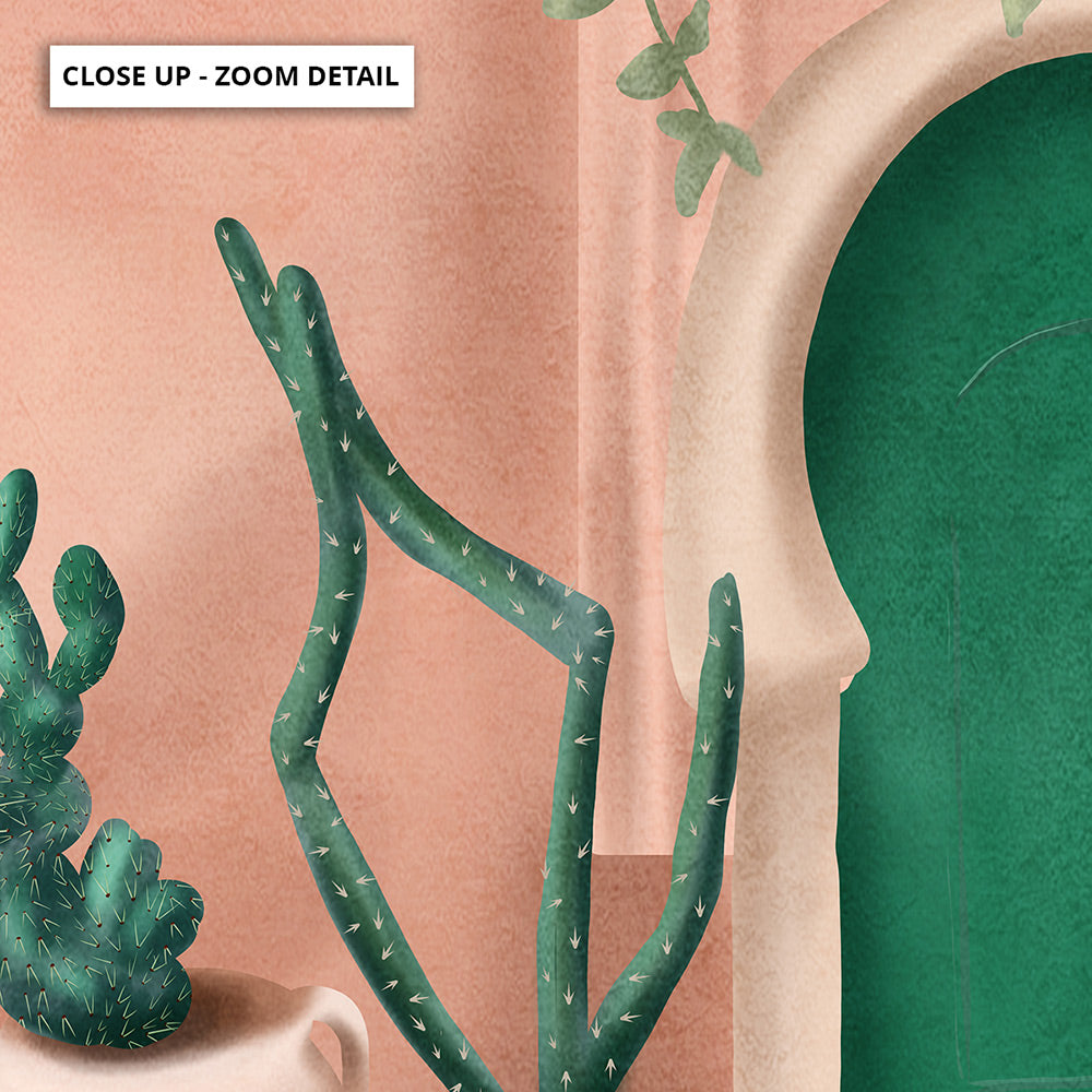 Green Door - Art Print by CityArt, Poster, Stretched Canvas or Framed Wall Art, Close up View of Print Resolution