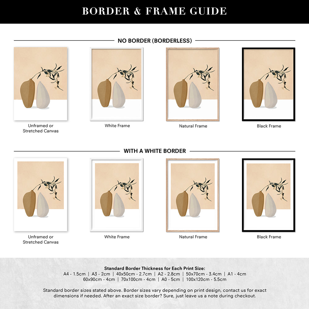 Couple Of Vases - Art Print by CityArt, Poster, Stretched Canvas or Framed Wall Art, Showing White , Black, Natural Frame Colours, No Frame (Unframed) or Stretched Canvas, and With or Without White Borders
