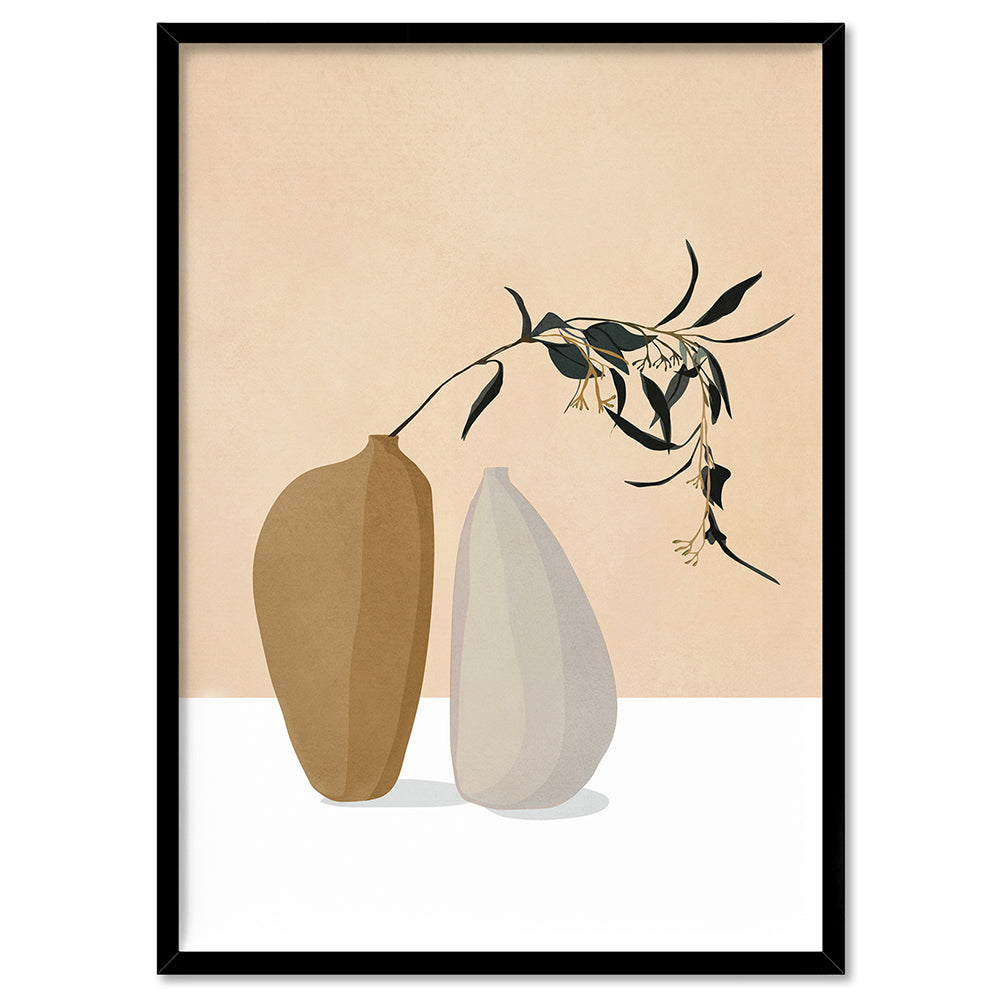 Couple Of Vases - Art Print by CityArt, Poster, Stretched Canvas, or Framed Wall Art Print, shown in a black frame