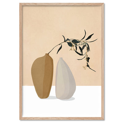 Couple Of Vases - Art Print by CityArt, Poster, Stretched Canvas, or Framed Wall Art Print, shown in a natural timber frame