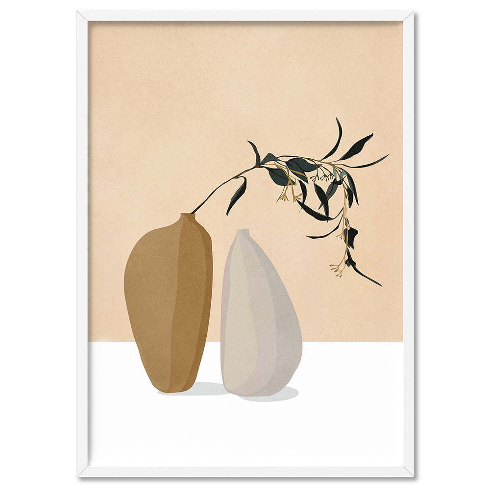 Couple Of Vases - Art Print by CityArt, Poster, Stretched Canvas, or Framed Wall Art Print, shown in a white frame