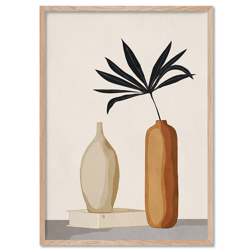 Couple Of Vases II - Art Print by CityArt, Poster, Stretched Canvas, or Framed Wall Art Print, shown in a natural timber frame