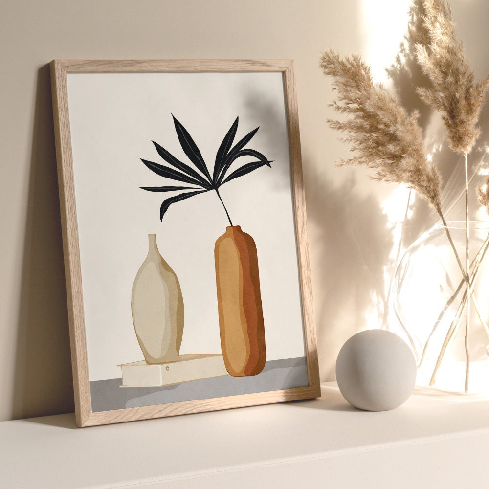 Couple Of Vases II - Art Print by CityArt, Poster, Stretched Canvas or Framed Wall Art Prints, shown framed in a room