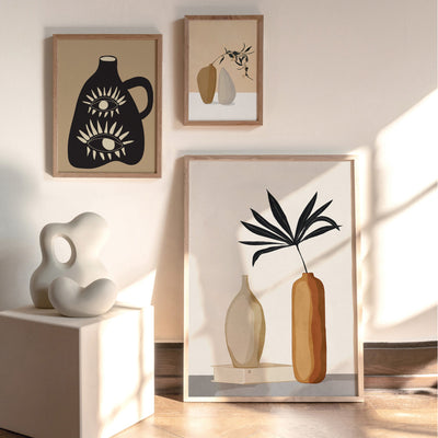 Couple Of Vases II - Art Print by CityArt, Poster, Stretched Canvas or Framed Wall Art, shown framed in a home interior space