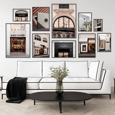 Marfa Store Entrance - Art Print, Poster, Stretched Canvas or Framed Wall Art, shown framed in a home interior space