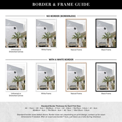 Mode Lumiere Rodeo Drive - Art Print, Poster, Stretched Canvas or Framed Wall Art, Showing White , Black, Natural Frame Colours, No Frame (Unframed) or Stretched Canvas, and With or Without White Borders