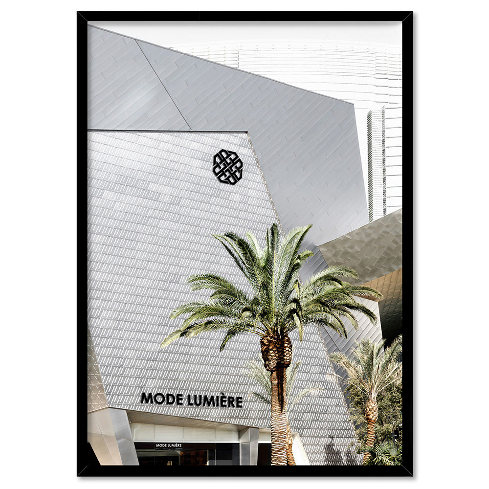 Mode Lumiere Rodeo Drive - Art Print, Poster, Stretched Canvas, or Framed Wall Art Print, shown in a black frame