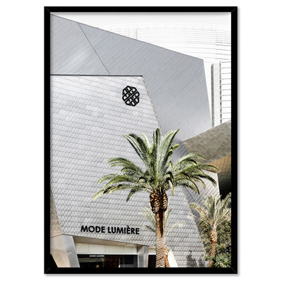Mode Lumiere Rodeo Drive - Art Print, Poster, Stretched Canvas, or Framed Wall Art Print, shown in a black frame