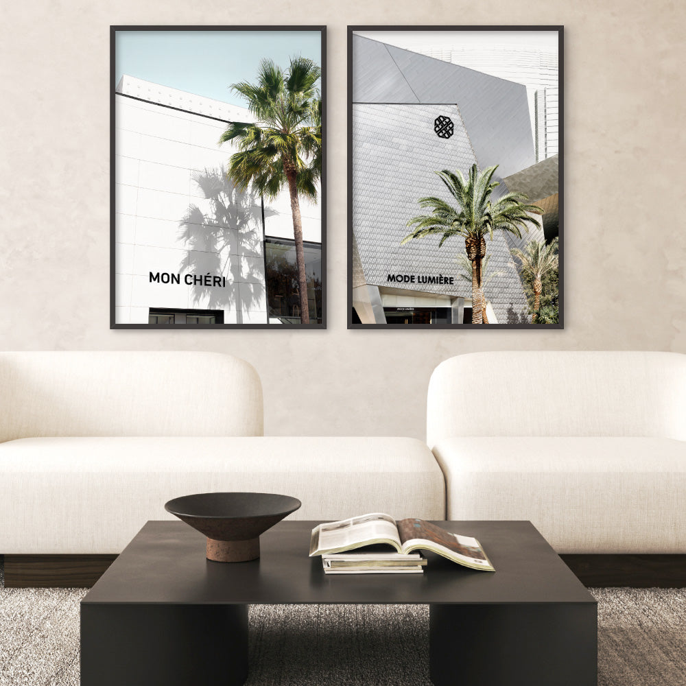 Mode Lumiere Rodeo Drive - Art Print, Poster, Stretched Canvas or Framed Wall Art, shown framed in a home interior space