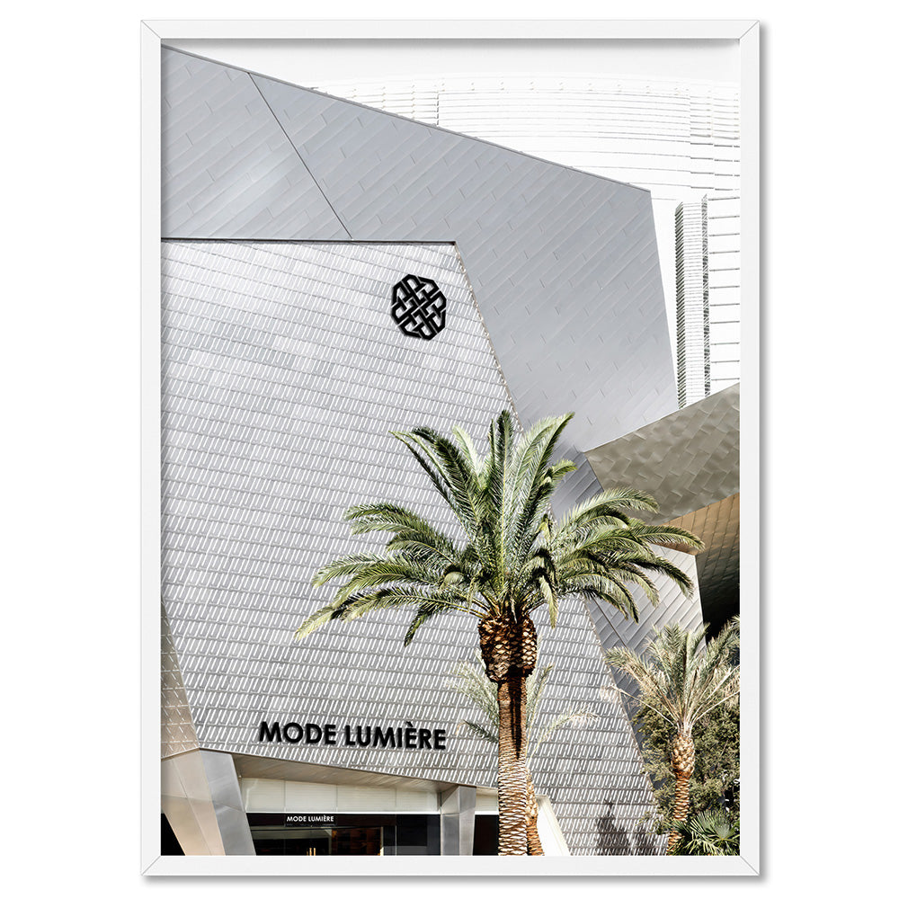 Mode Lumiere Rodeo Drive - Art Print, Poster, Stretched Canvas, or Framed Wall Art Print, shown in a white frame