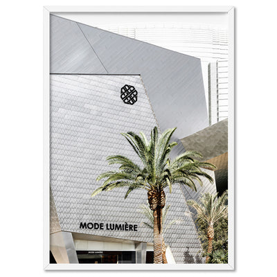 Mode Lumiere Rodeo Drive - Art Print, Poster, Stretched Canvas, or Framed Wall Art Print, shown in a white frame