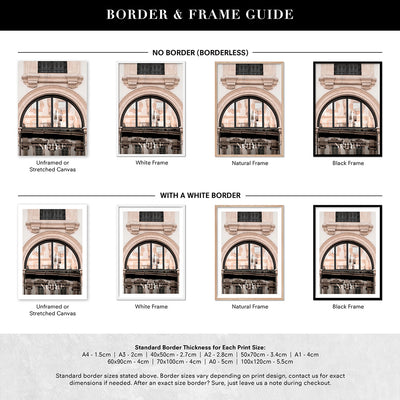 Niore  Arch in Blush - Art Print, Poster, Stretched Canvas or Framed Wall Art, Showing White , Black, Natural Frame Colours, No Frame (Unframed) or Stretched Canvas, and With or Without White Borders