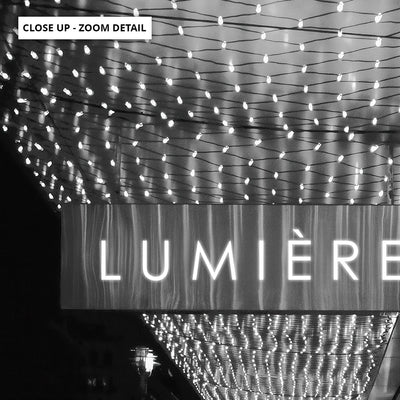 Lumiere Lights B&W - Art Print, Poster, Stretched Canvas or Framed Wall Art, Close up View of Print Resolution