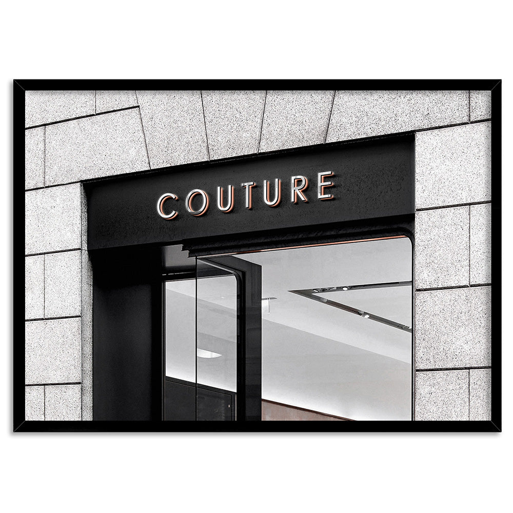 Couture Entrance Landscape B&W - Art Print, Poster, Stretched Canvas, or Framed Wall Art Print, shown in a black frame