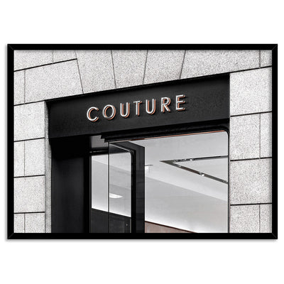 Couture Entrance Landscape B&W - Art Print, Poster, Stretched Canvas, or Framed Wall Art Print, shown in a black frame