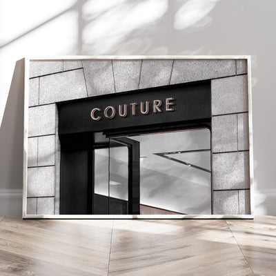 Couture Entrance Landscape B&W - Art Print, Poster, Stretched Canvas or Framed Wall Art Prints, shown framed in a room